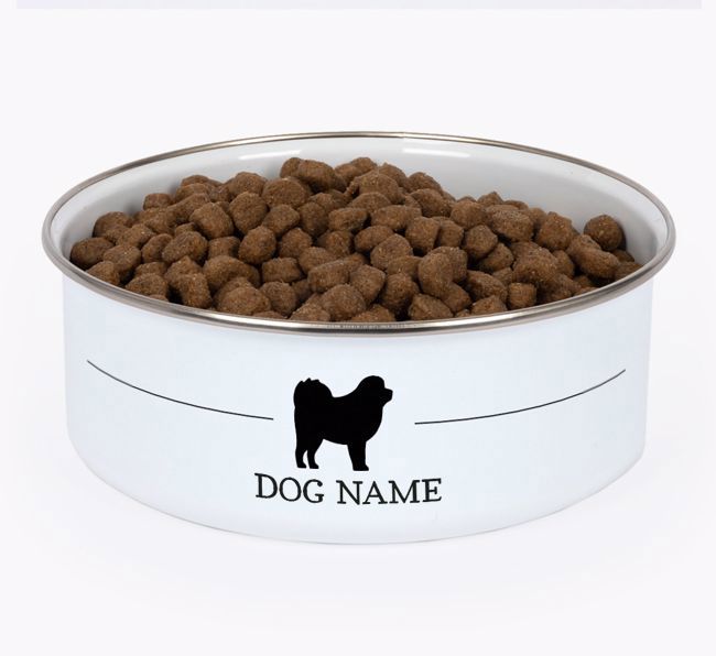 Silhouette: Personalized {breedFullName} Enamel Dog Bowl